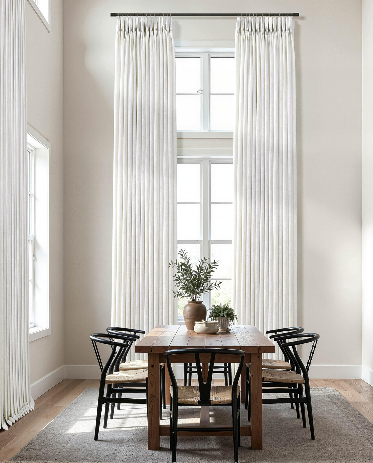 Triple Pinch-Pleated Light-Filtering Linen Curtains