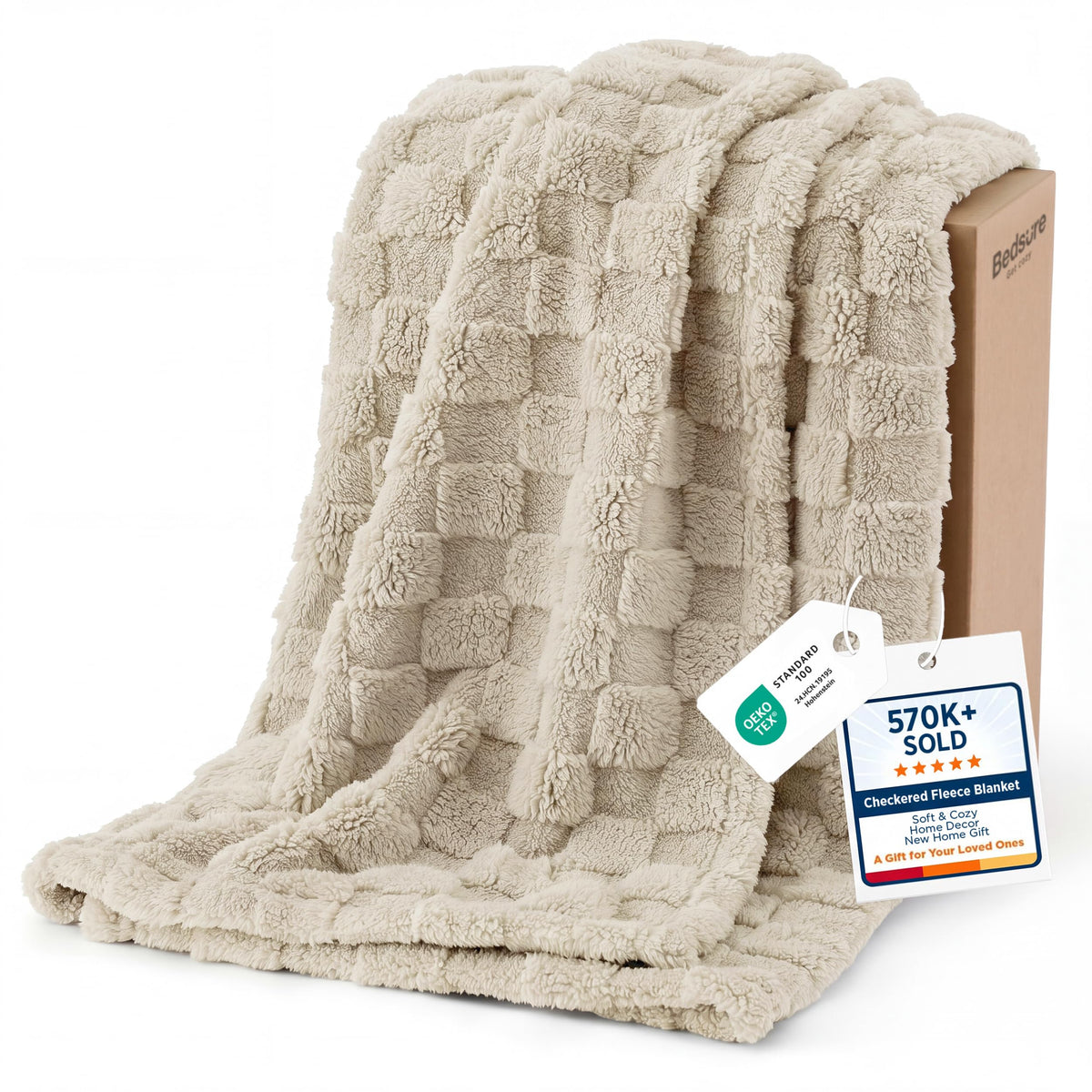 Bedsure GentleSoft Throw Blanket Checkered Fleece Blankets