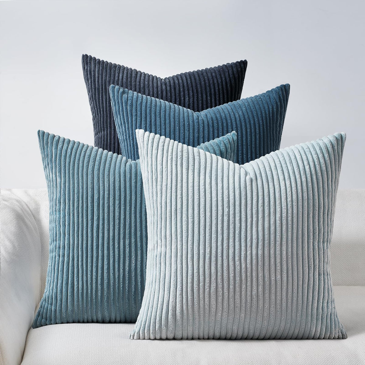 Topfinel Set of 4 Gradient Corduroy Pillow Covers