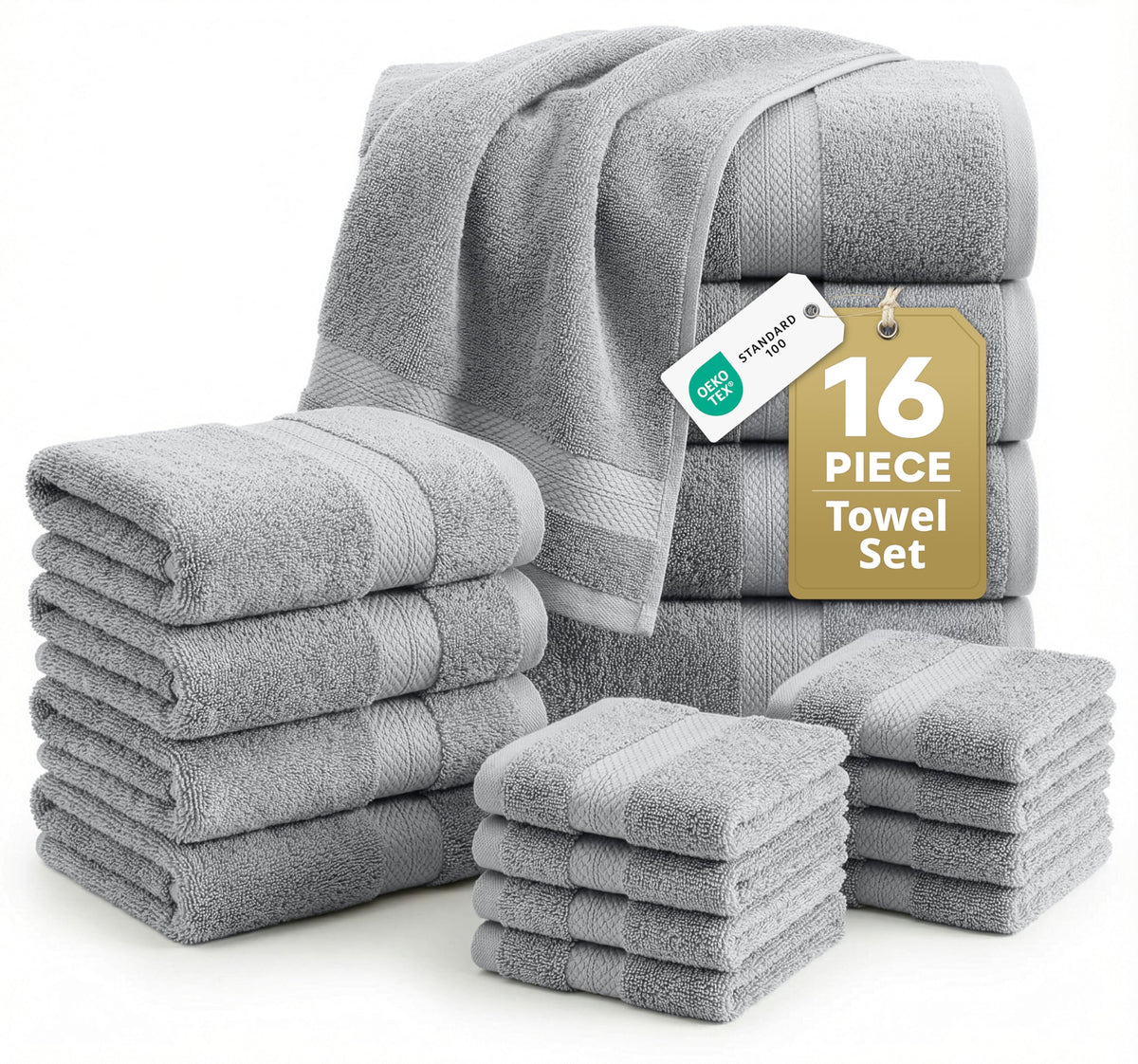 LANE LINEN 100% Ring Spun Cotton Bathroom Towel Set - 6 Piece - Soft, Quick Dry & Highly Absorbent - 2 Bath, 2 Wash Cloths, 2 Hand Towels - Ideal for Guests & Perfect for Bathroom