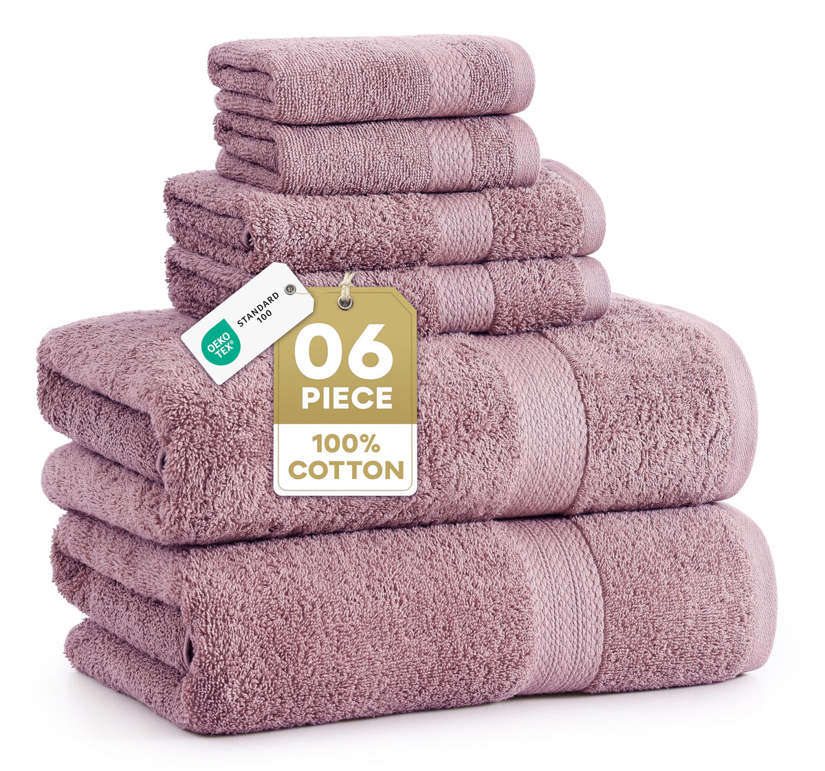 LANE LINEN 6-Piece Ring-Spun Cotton Bathroom Towel Set