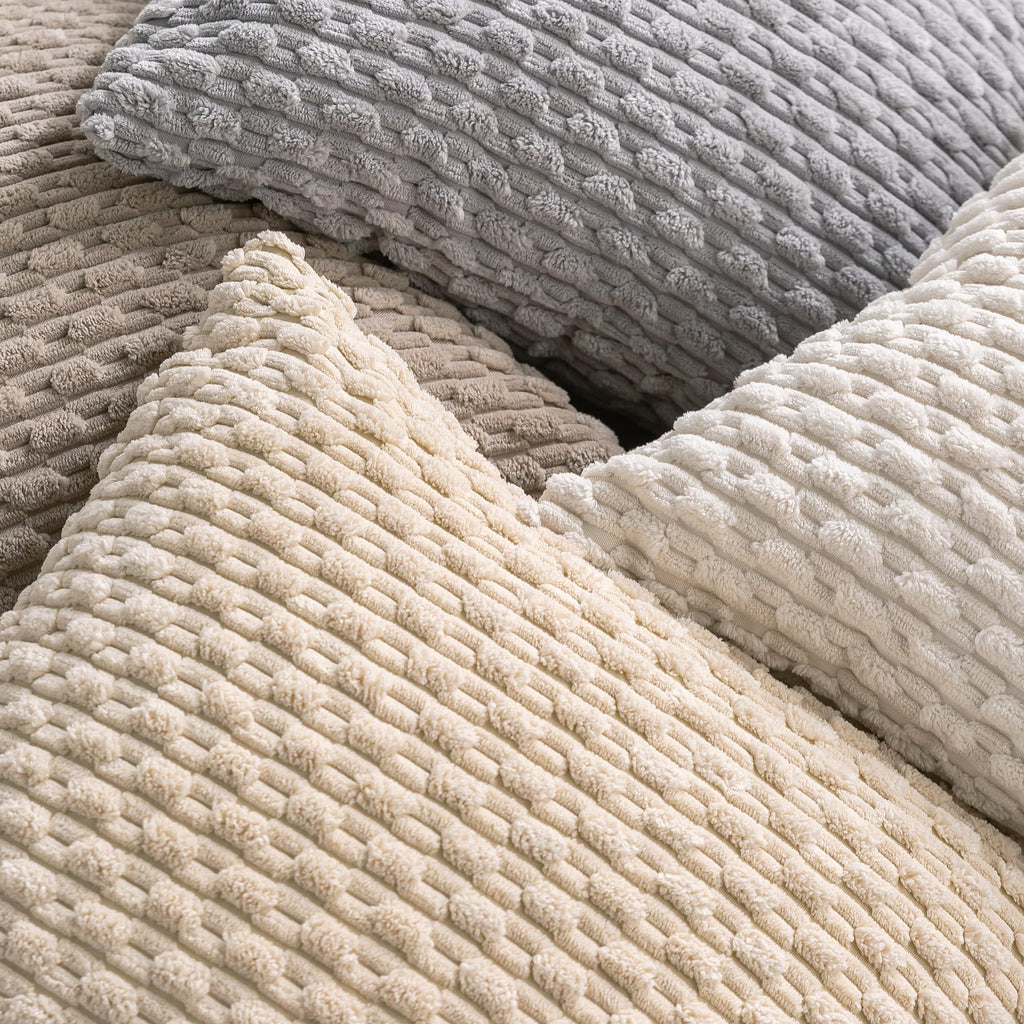 Cozoomy Set of 4 Decorative Throw Pillow Covers 18x18 Inch Corduroy Neutral Pillow Covers for Bed Couch Sofa Living Room Soft Square Cushion Cases