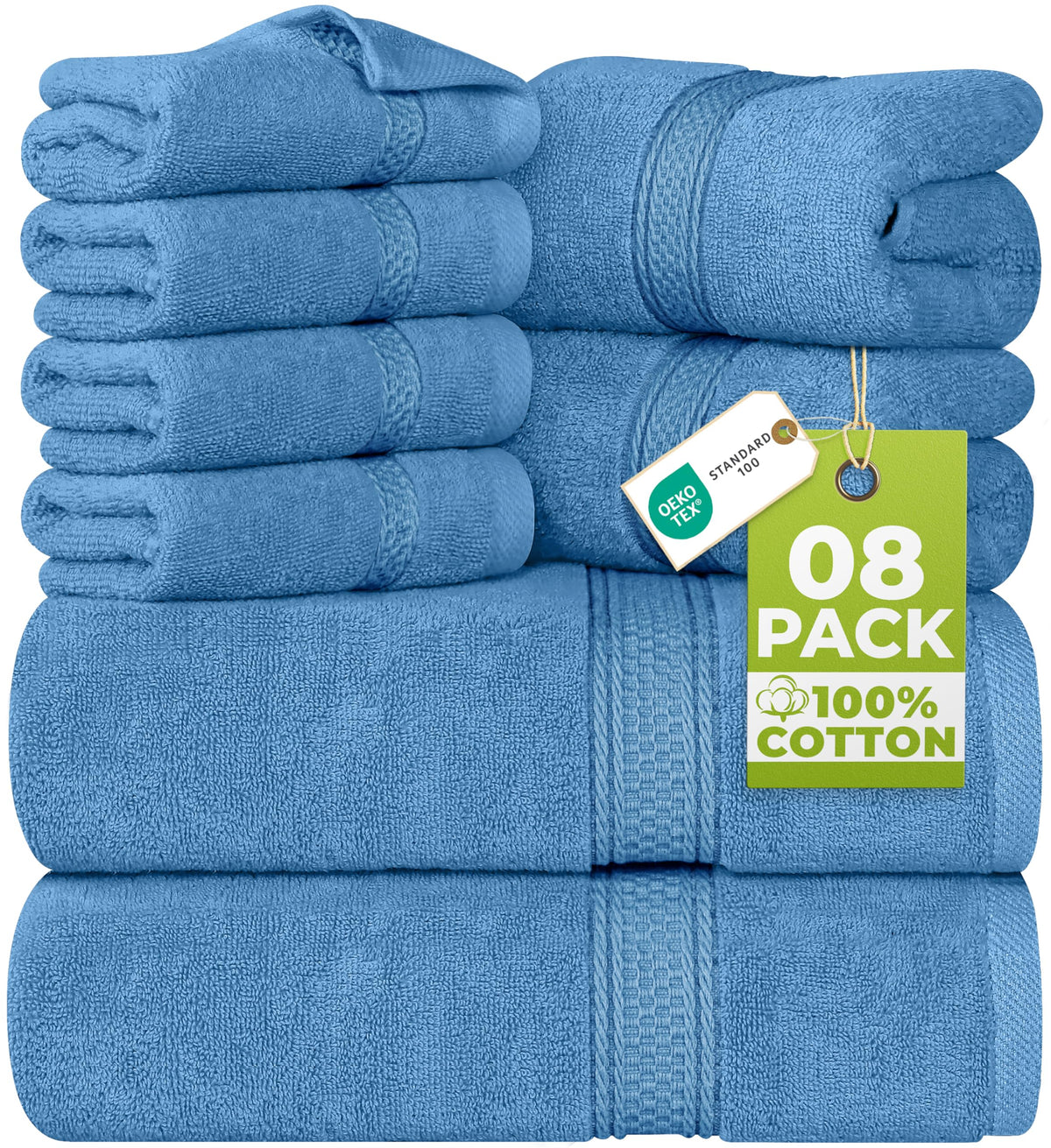 Utopia Towels 8-Piece 600 GSM Cotton Bathroom Towel Set