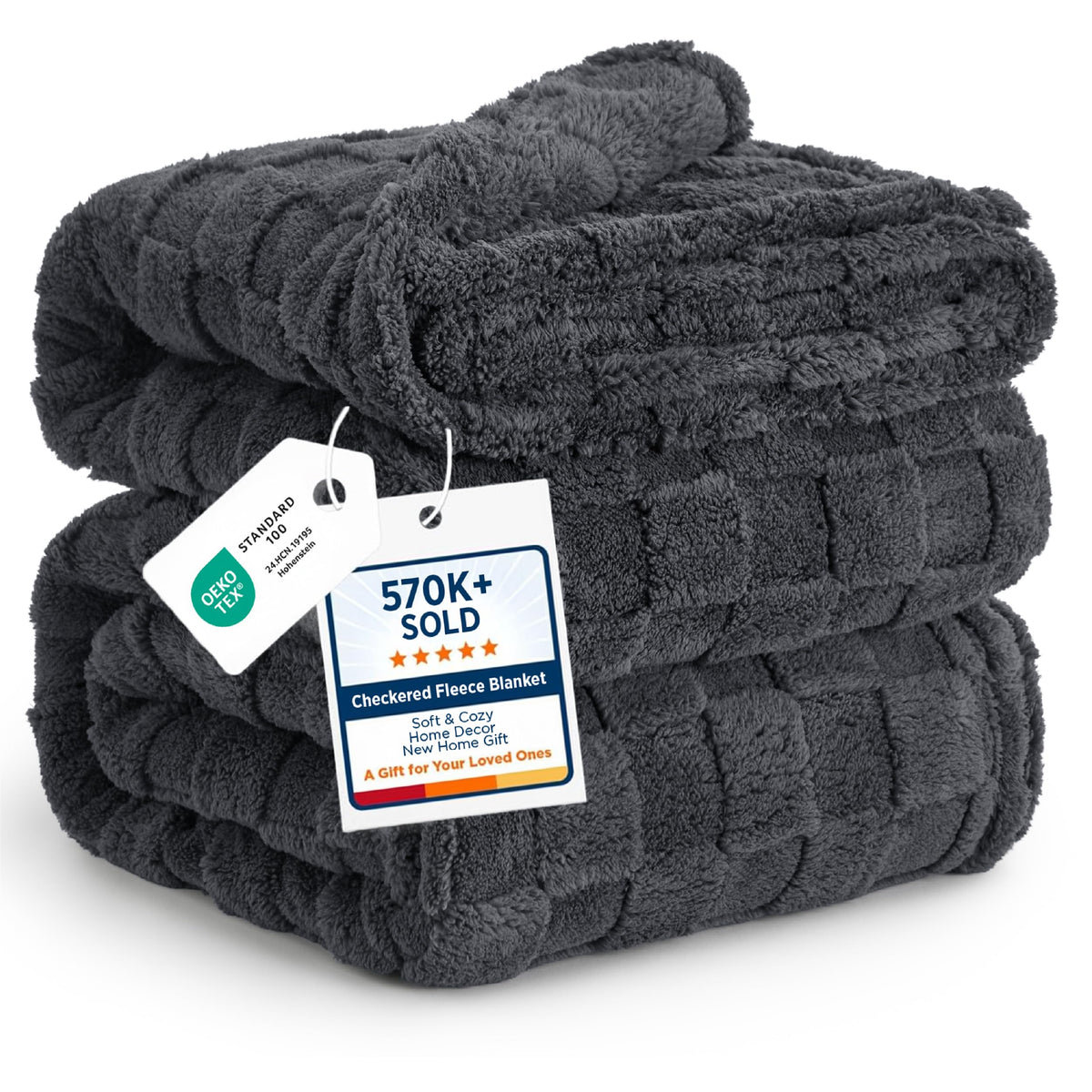 Bedsure GentleSoft Throw Blanket Checkered Fleece Blankets