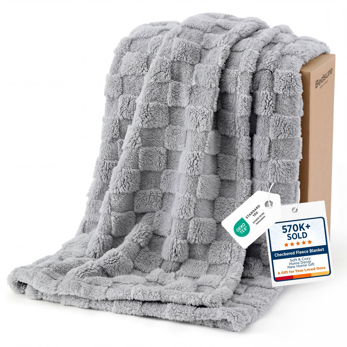 Bedsure GentleSoft Throw Blanket Checkered Fleece Blankets