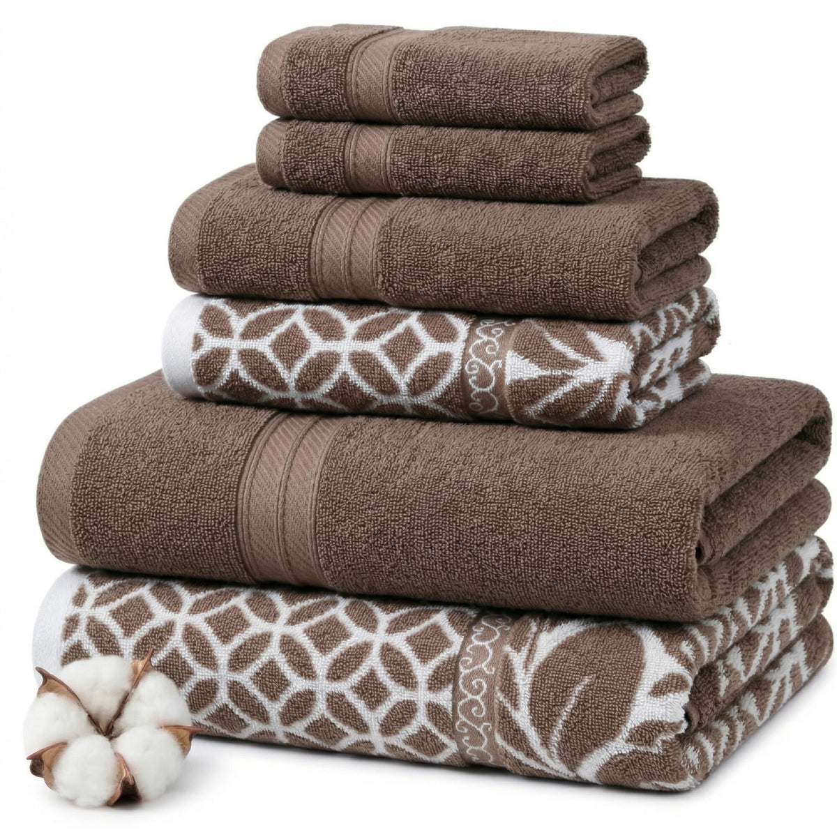 Modern Threads 6-Piece Reversible Cotton Bath Towel Set