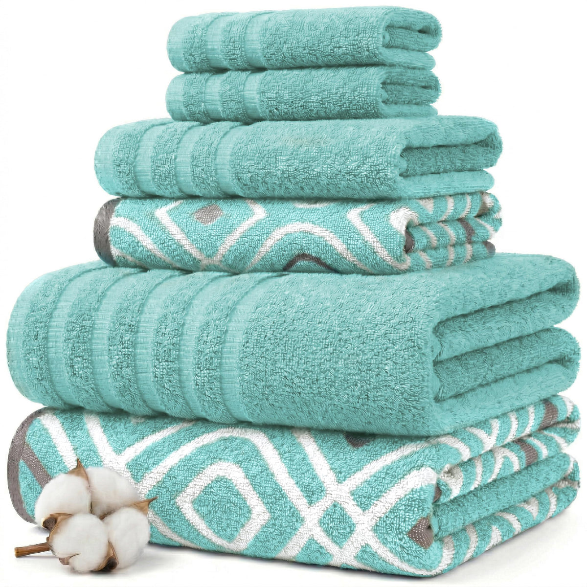 Modern Threads 6-Piece Reversible Cotton Bath Towel Set