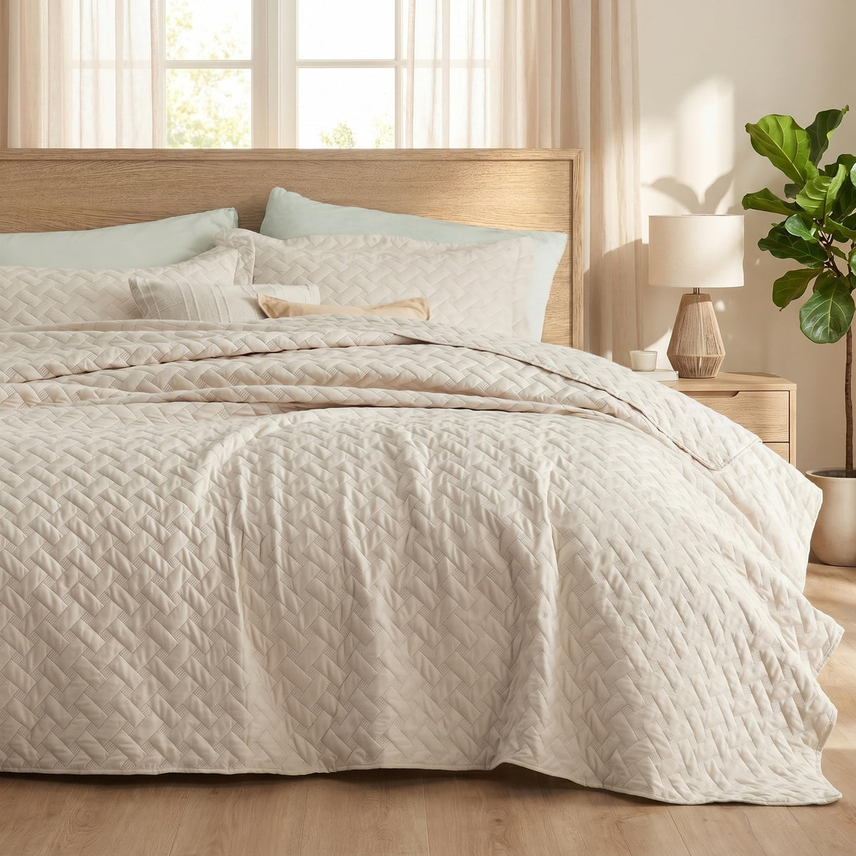 Bedsure Lightweight Basket-Weave Quilt Bedspread Set