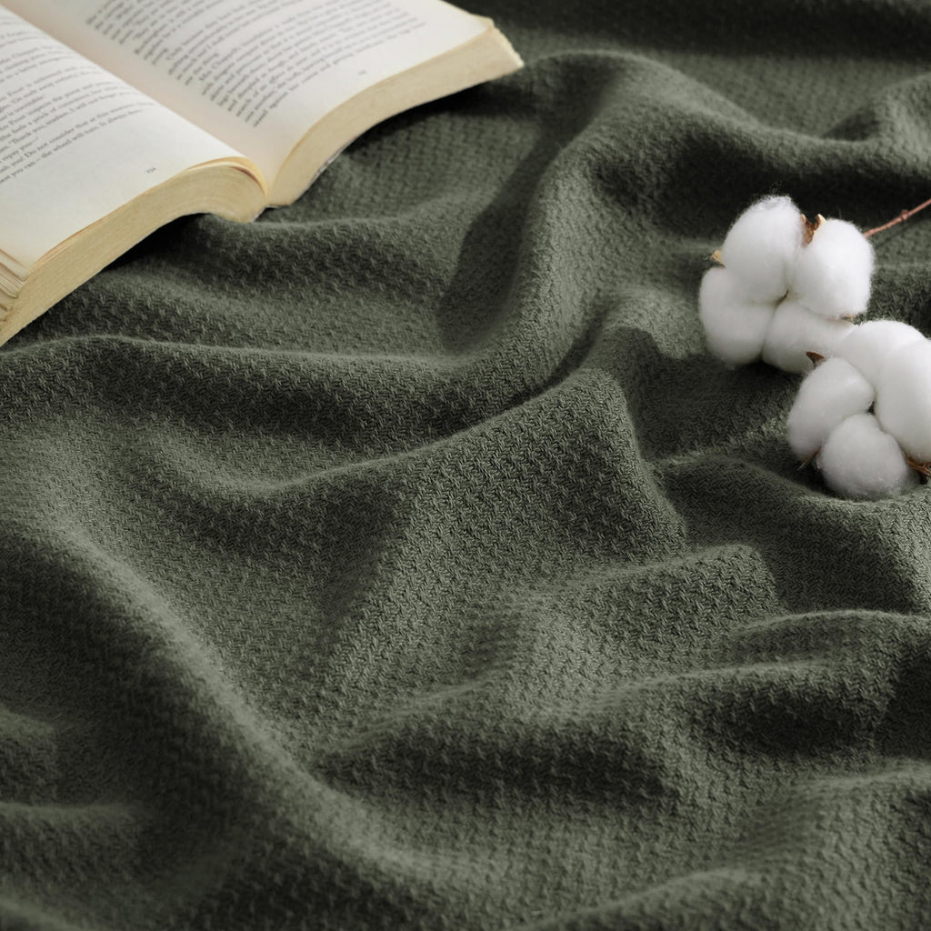 Bedsure 100% Cotton Blanket, Herringbone Weave