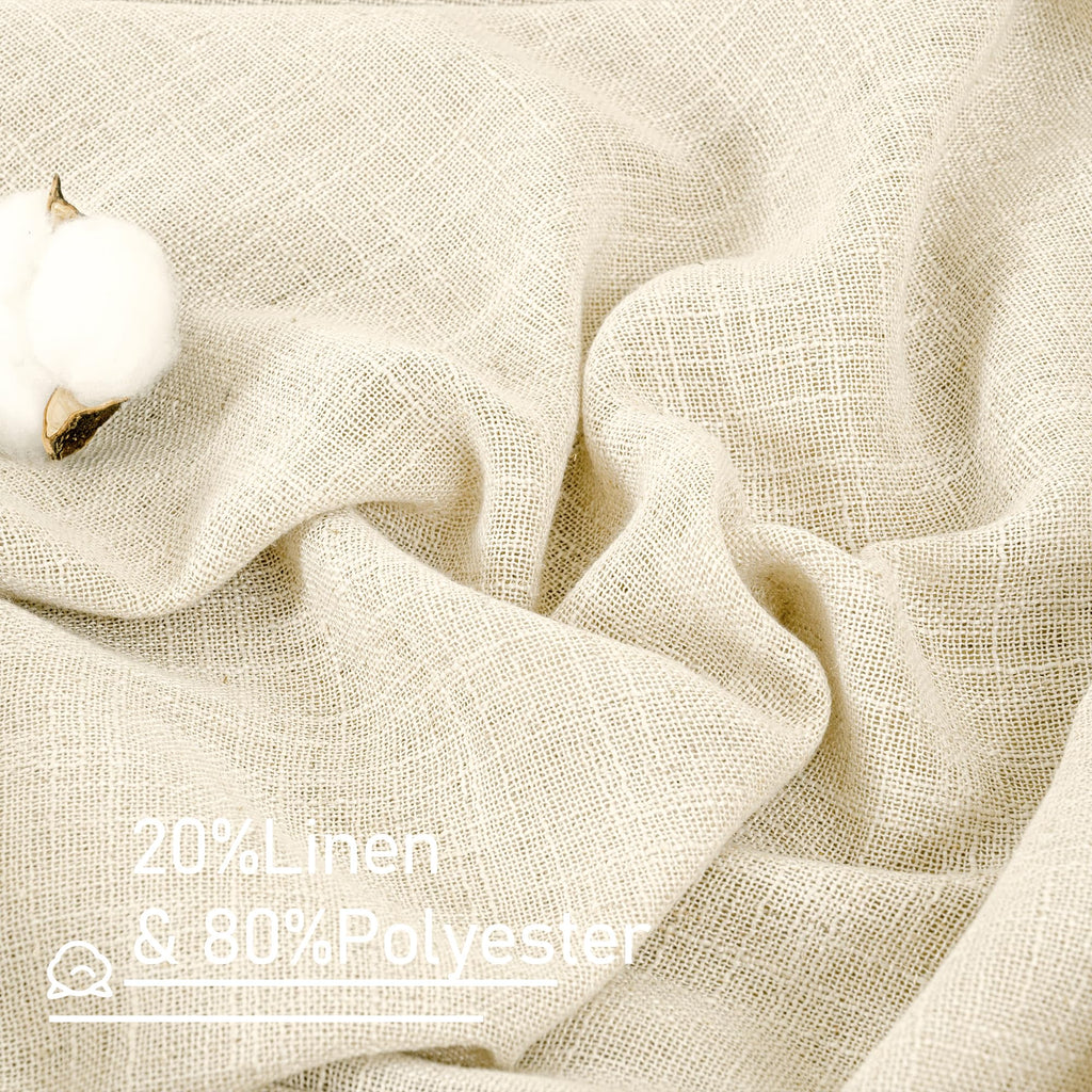 LAMIT Natural Faux Linen Curtains for Bedroom, Bronze Grommet Light Filtering Burlap Drapes, Set of 2 Panels