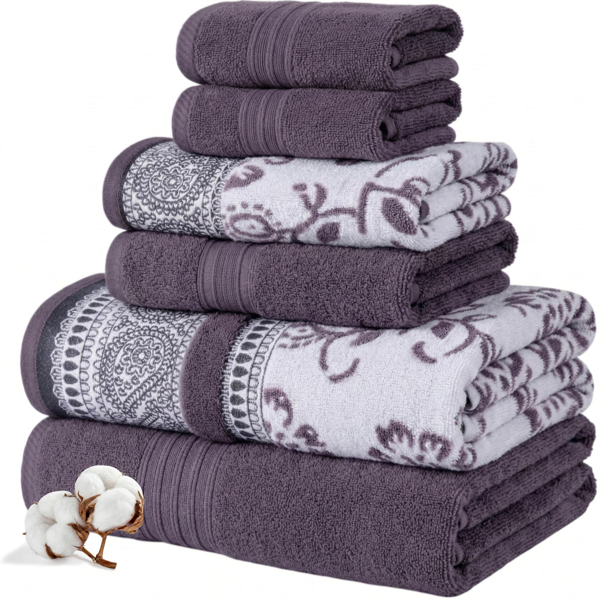 Modern Threads 6-Piece Reversible Cotton Bath Towel Set