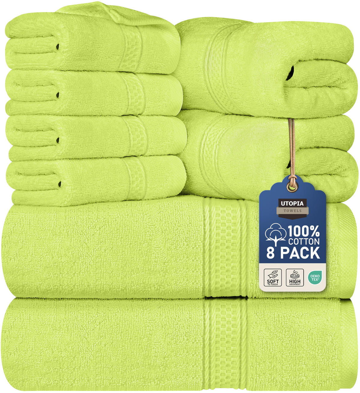 Utopia Towels 8-Piece 600 GSM Cotton Bathroom Towel Set