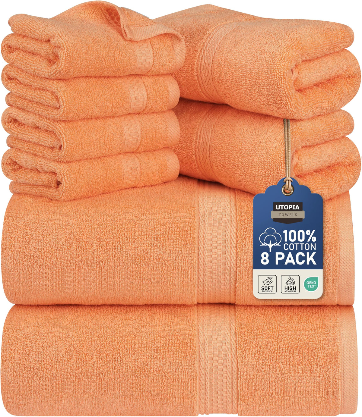 Utopia Towels 8-Piece 600 GSM Cotton Bathroom Towel Set
