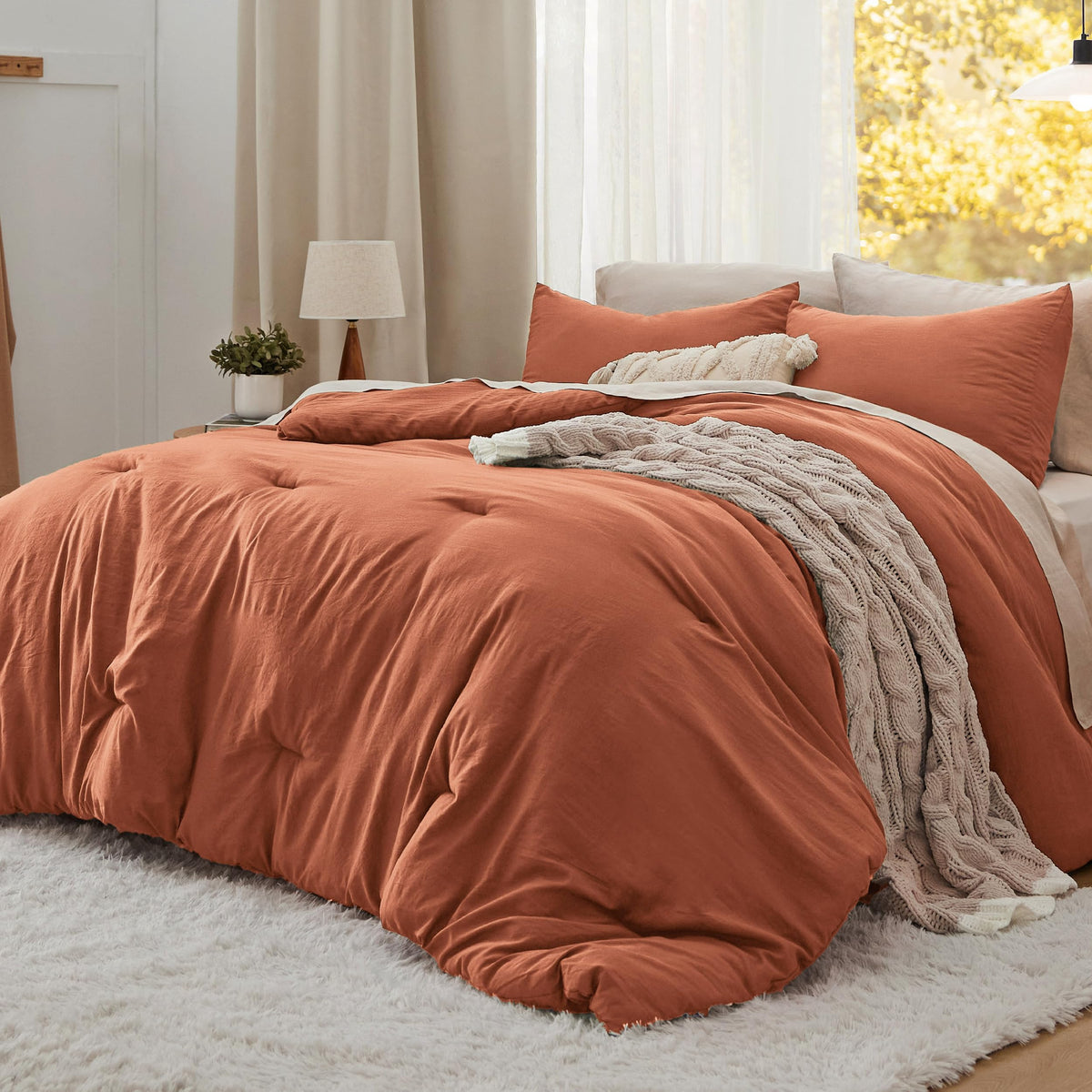Bedsure Comforter Set Prewashed Soft Bedding Set 3Pcs