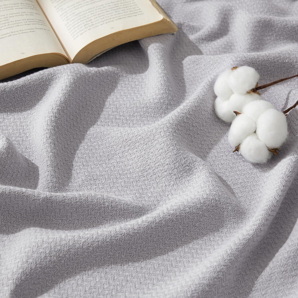 Bedsure 100% Cotton Blanket, Herringbone Weave