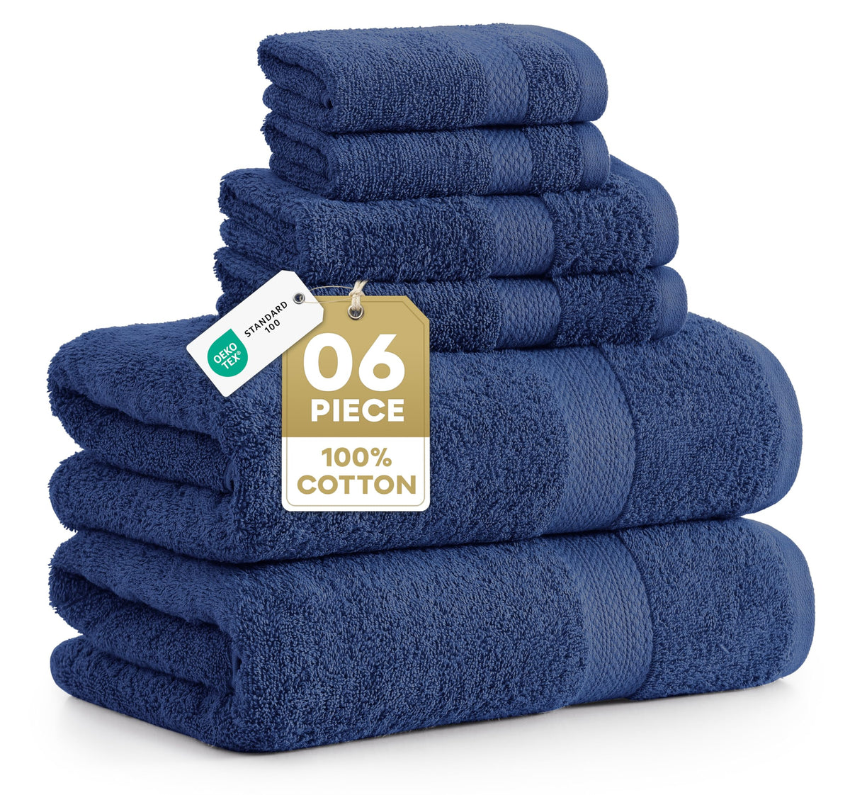 LANE LINEN 6-Piece Ring-Spun Cotton Bathroom Towel Set