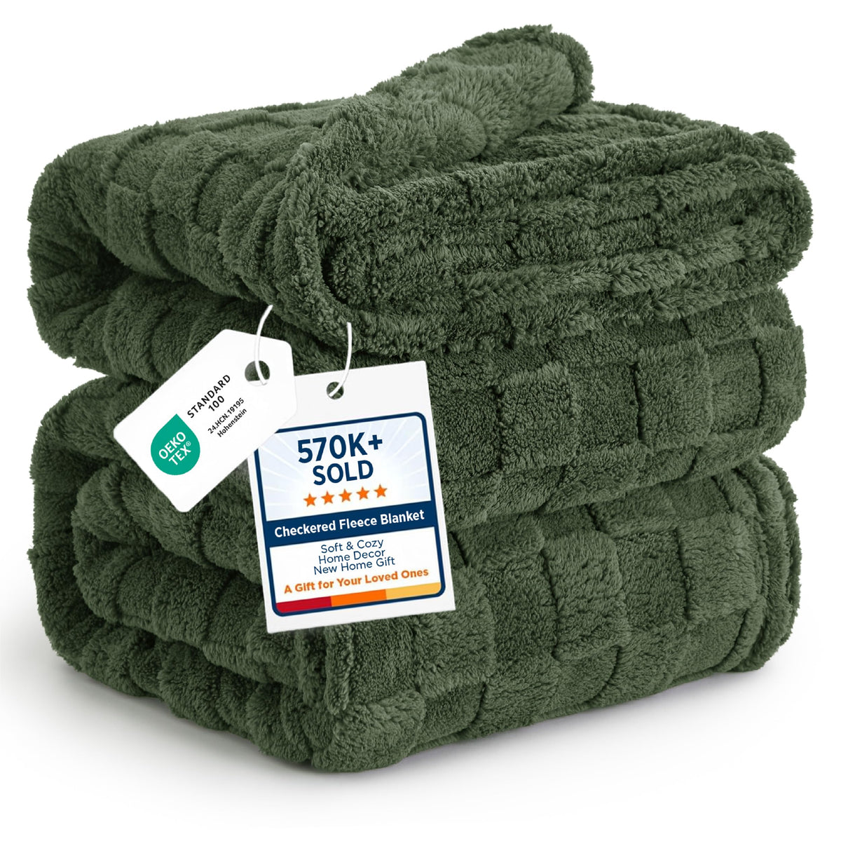 Bedsure GentleSoft Throw Blanket Checkered Fleece Blankets