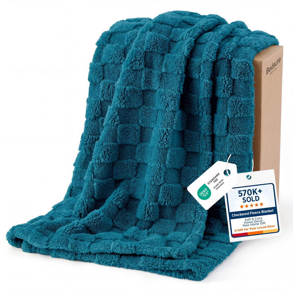 Bedsure GentleSoft Throw Blanket Checkered Fleece Blankets