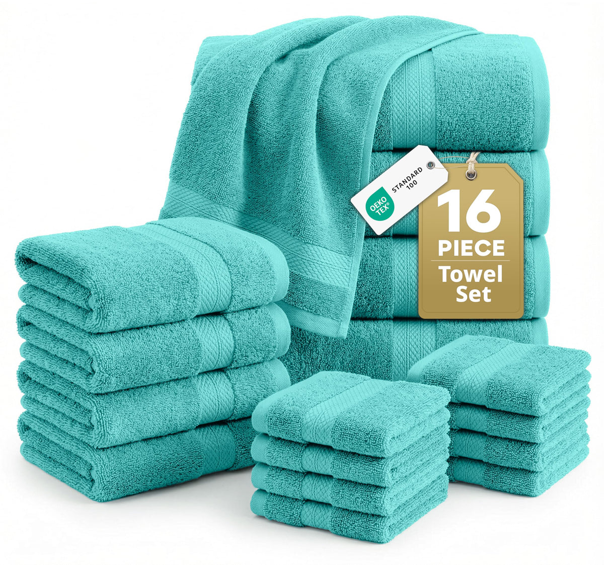 LANE LINEN 6-Piece Ring-Spun Cotton Bathroom Towel Set