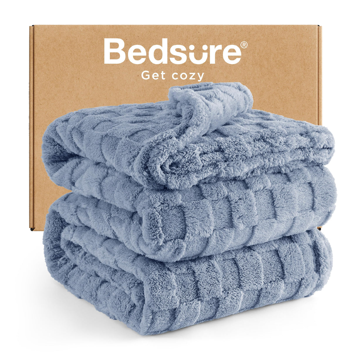 Bedsure GentleSoft Throw Blanket Checkered Fleece Blankets