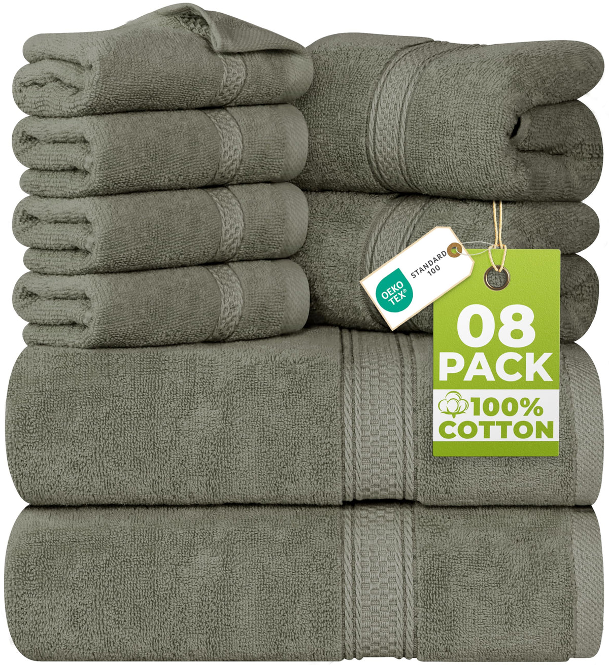 Utopia Towels 8-Piece 600 GSM Cotton Bathroom Towel Set
