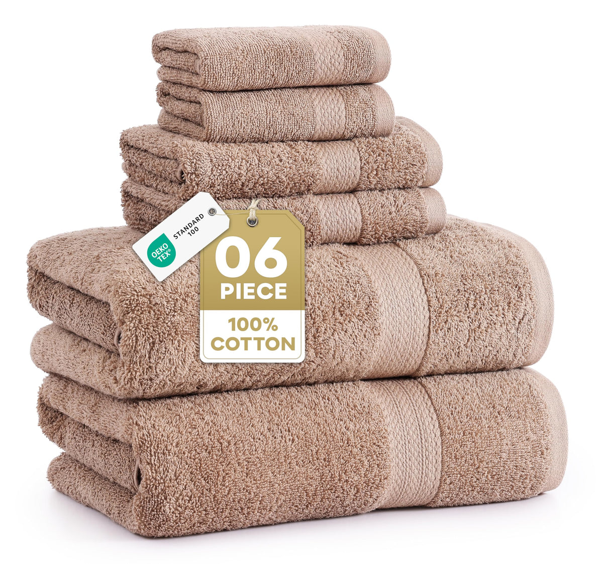 LANE LINEN 6-Piece Ring-Spun Cotton Bathroom Towel Set