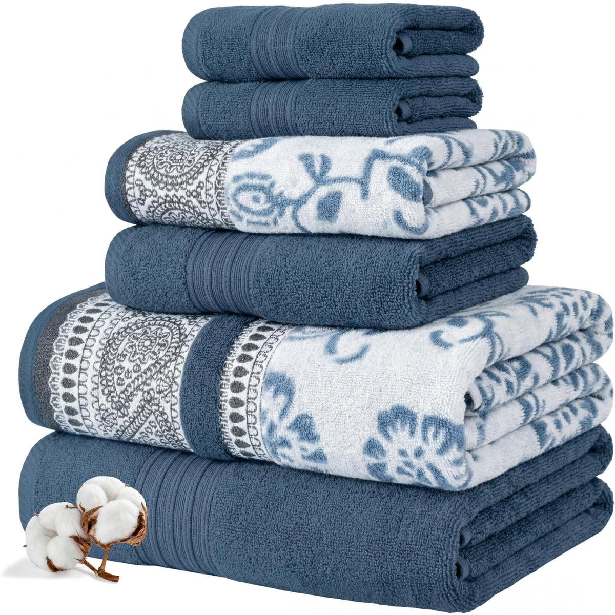 Modern Threads 6-Piece Reversible Cotton Bath Towel Set