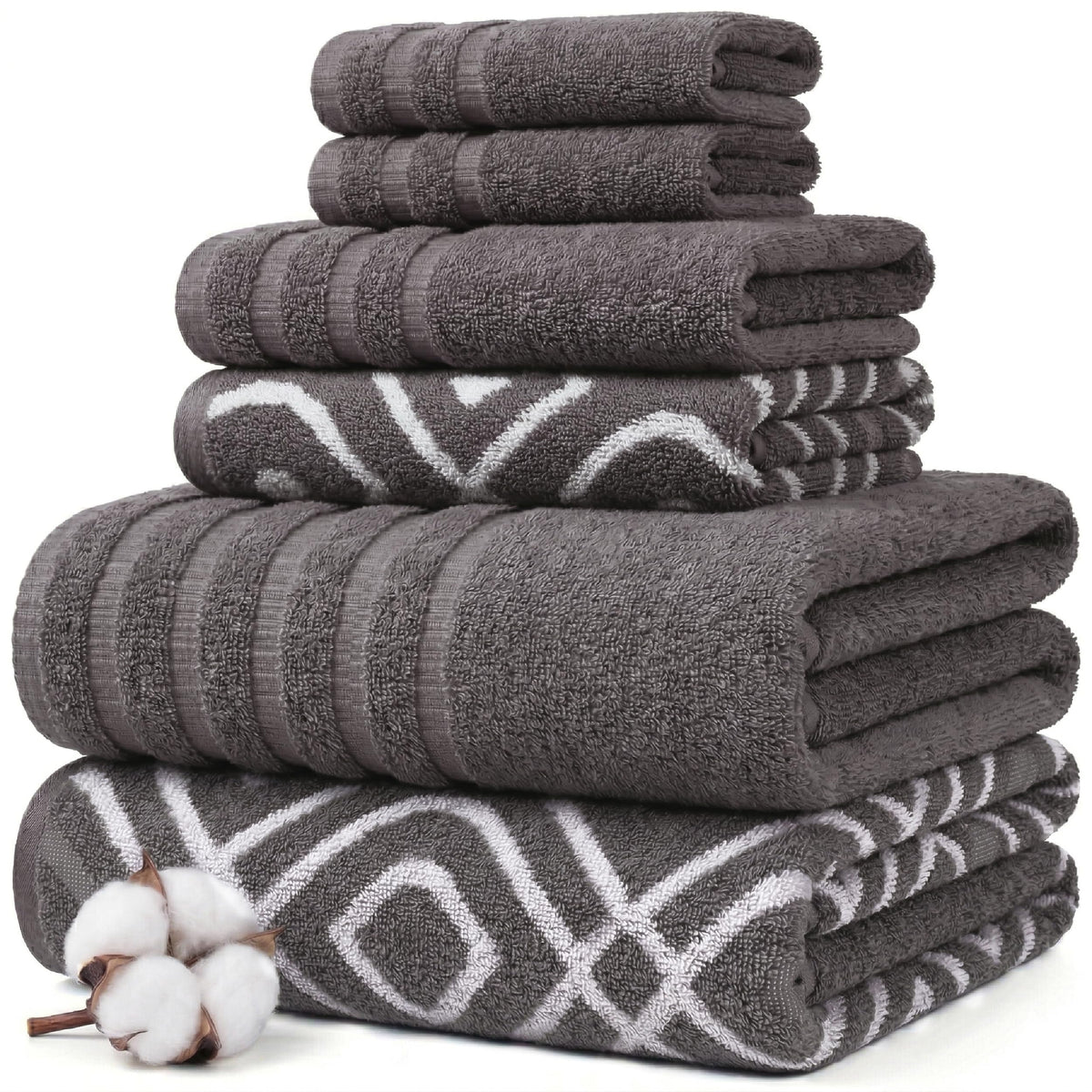 Modern Threads 6-Piece Reversible Cotton Bath Towel Set