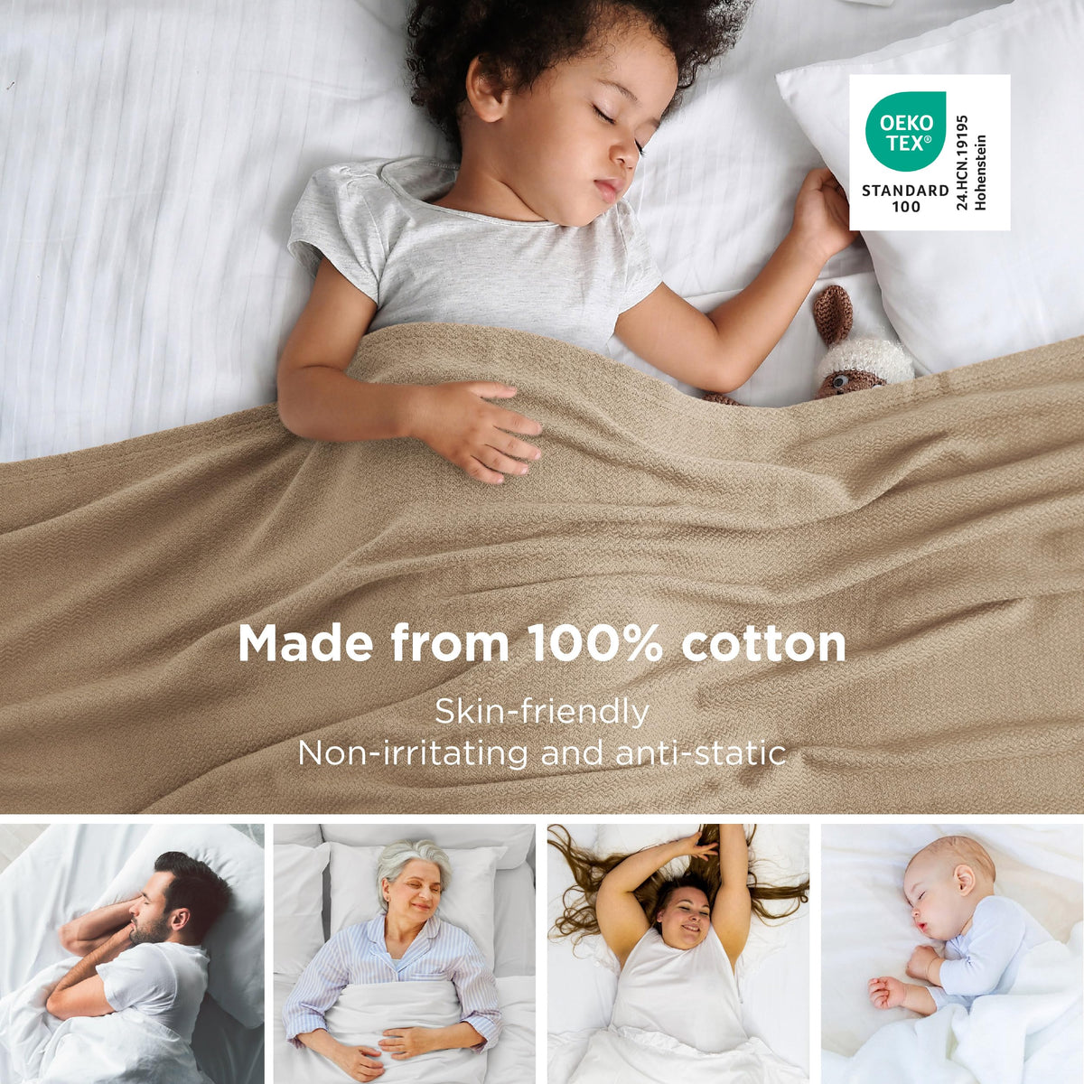 Bedsure 100% Cotton Blanket, Herringbone Weave