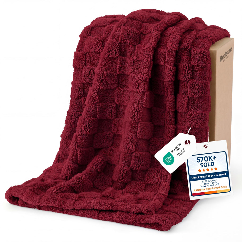 Bedsure GentleSoft Throw Blanket Checkered Fleece Blankets