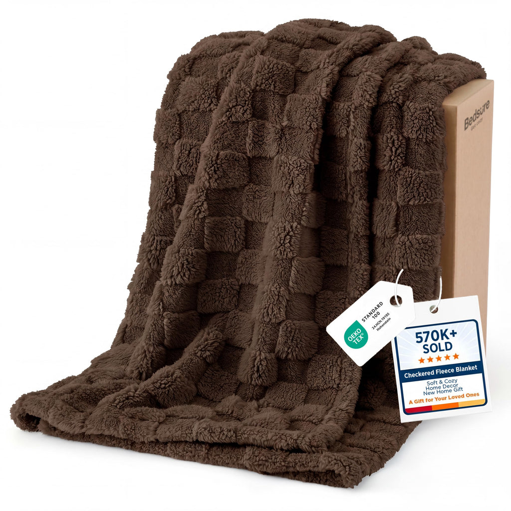 Bedsure GentleSoft Throw Blanket Checkered Fleece Blankets