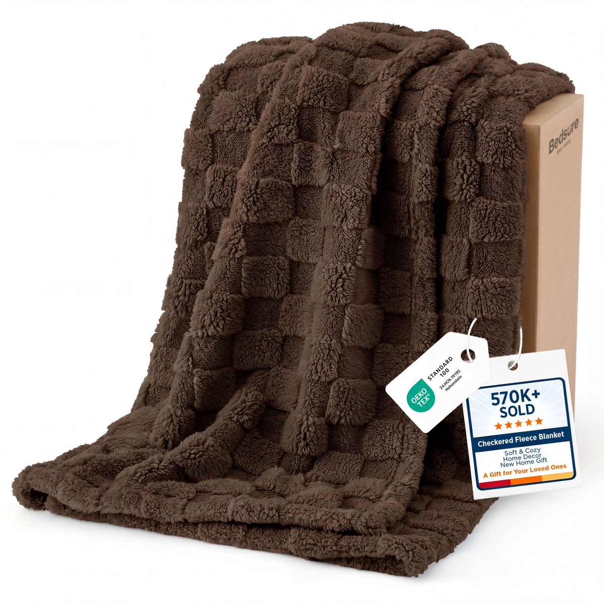 Bedsure GentleSoft Throw Blanket Checkered Fleece Blankets