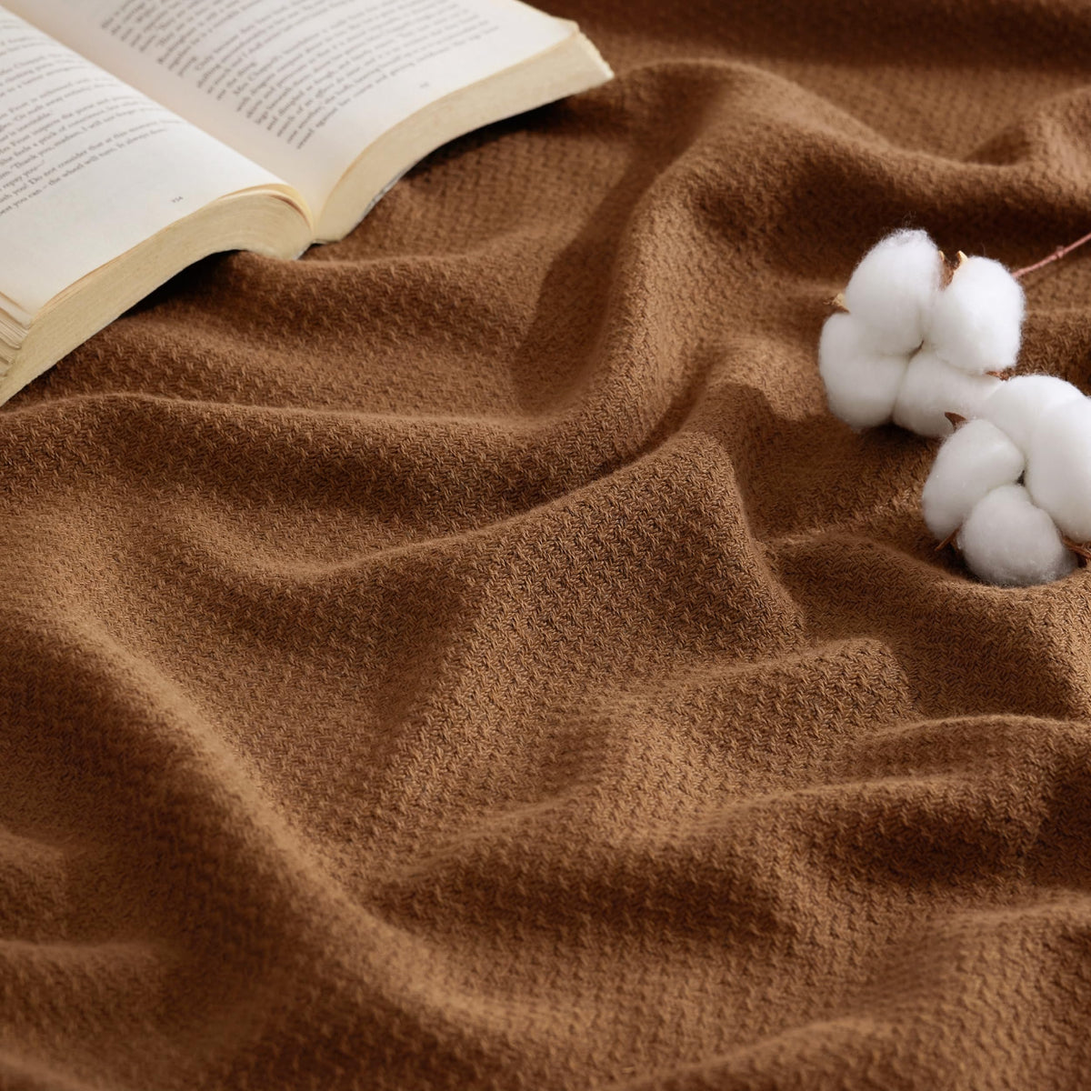 Bedsure 100% Cotton Blanket, Herringbone Weave