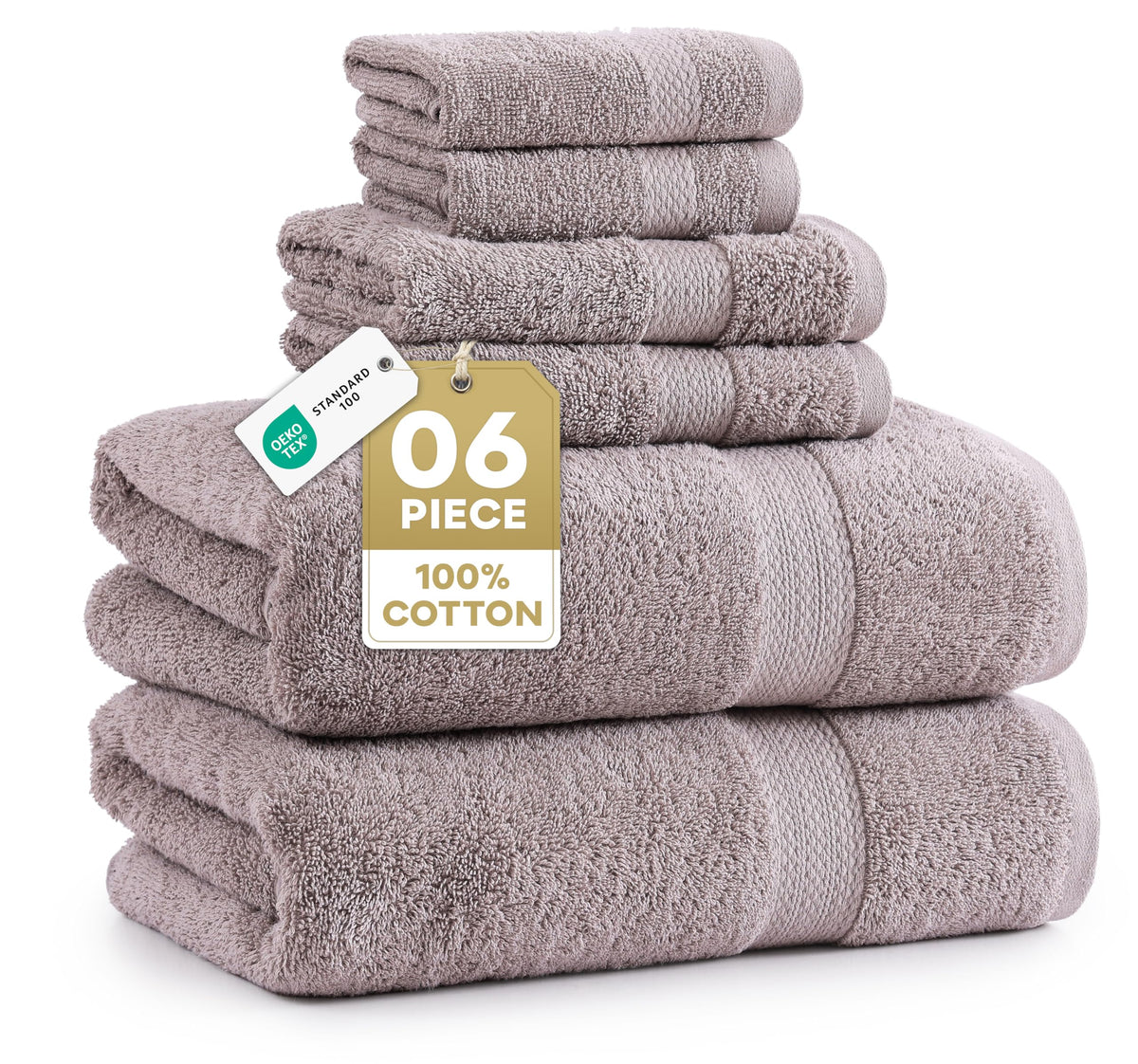LANE LINEN 6-Piece Ring-Spun Cotton Bathroom Towel Set