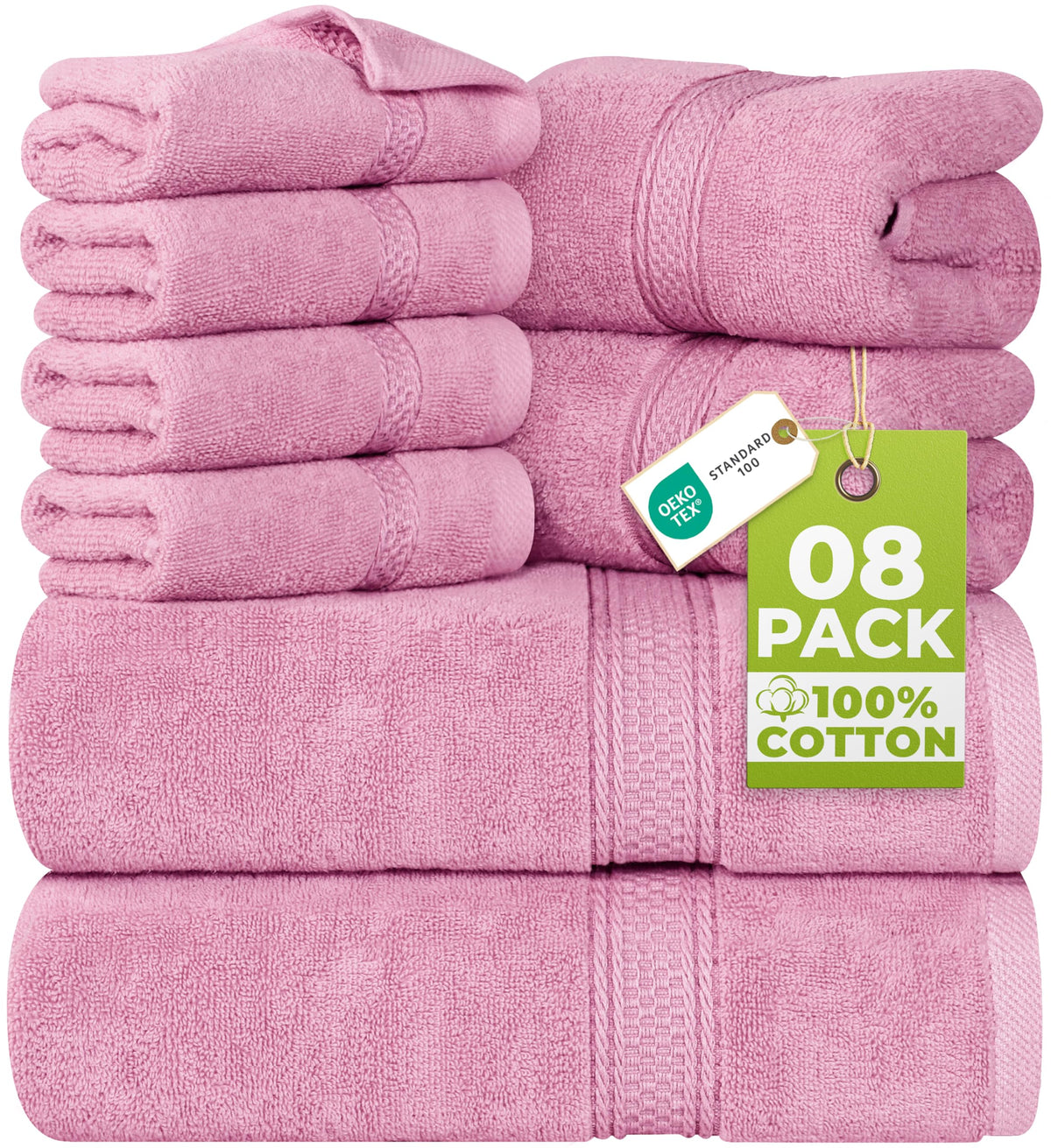 Utopia Towels 8-Piece 600 GSM Cotton Bathroom Towel Set