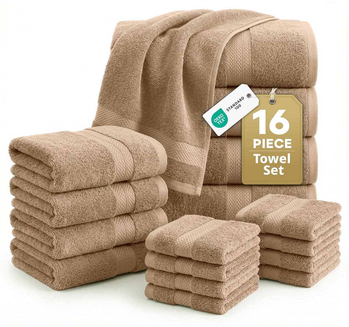 LANE LINEN 6-Piece Ring-Spun Cotton Bathroom Towel Set