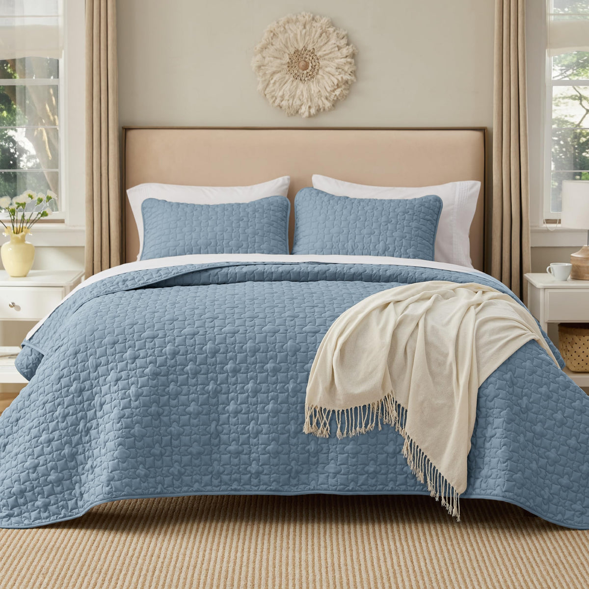 Bedsure Lightweight Basket-Weave Quilt Bedspread Set