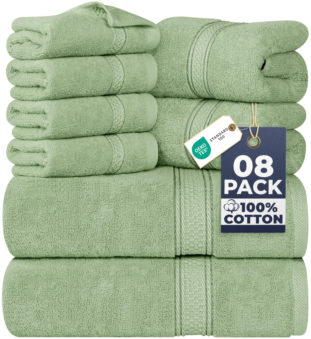 Utopia Towels 8-Piece 600 GSM Cotton Bathroom Towel Set