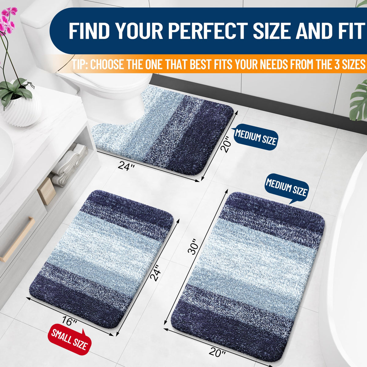 OLANLY Bathroom Rugs Mat, Extra Soft Absorbent Microfiber Bath Rugs