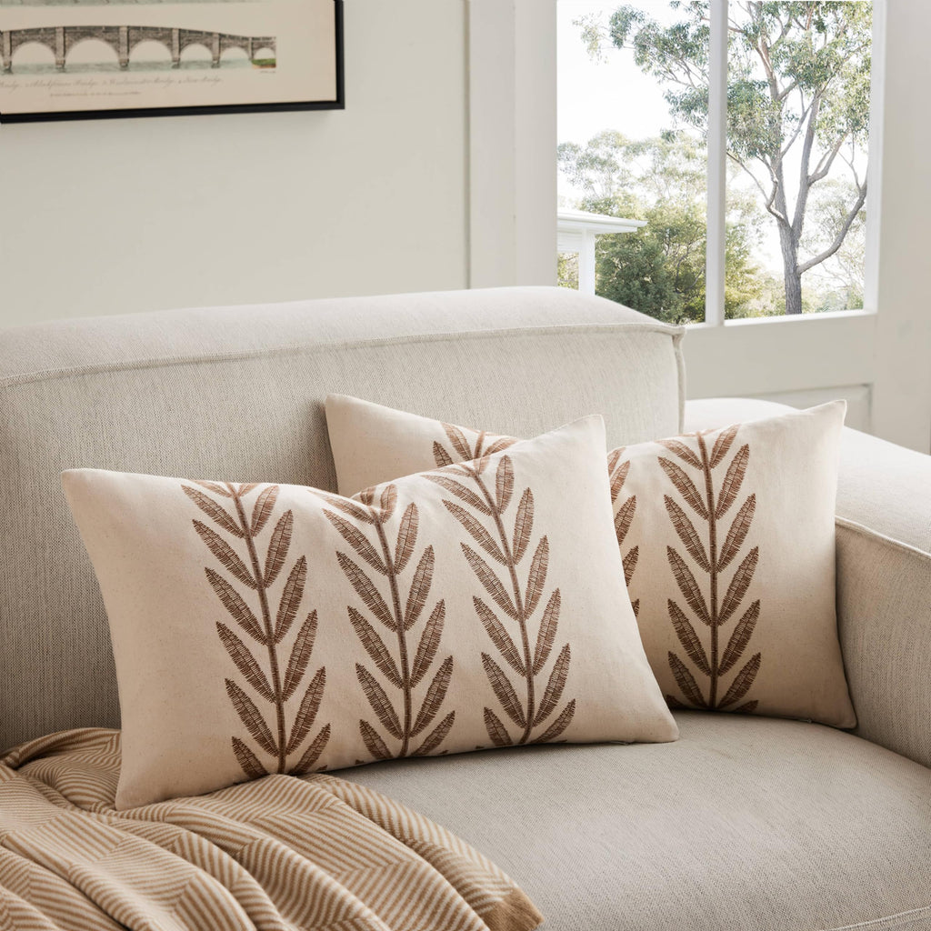 YZJZEDS 100% Cotton Farmhouse Leaves Pillow Covers