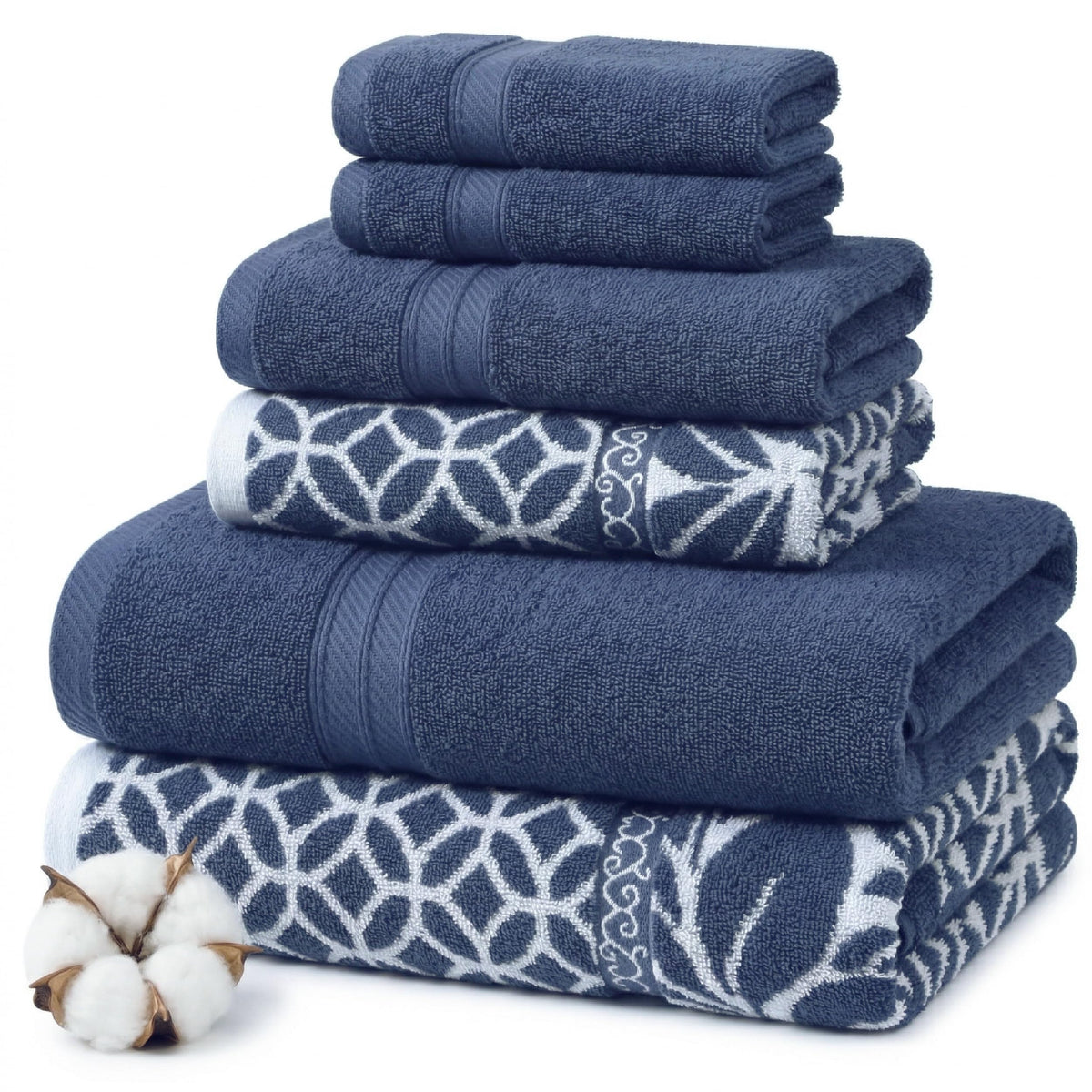 Modern Threads 6-Piece Reversible Cotton Bath Towel Set