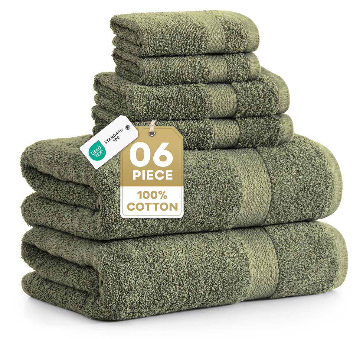 LANE LINEN 6-Piece Ring-Spun Cotton Bathroom Towel Set