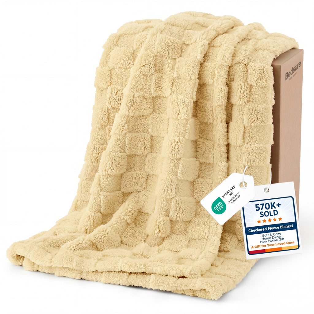 Bedsure GentleSoft Throw Blanket Checkered Fleece Blankets