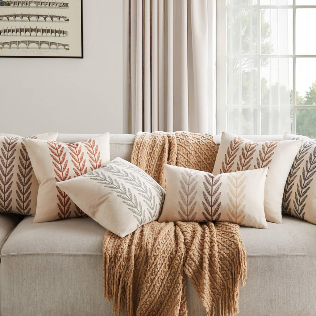 YZJZEDS 100% Cotton Farmhouse Leaves Pillow Covers