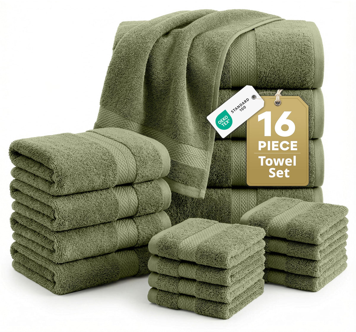 LANE LINEN 6-Piece Ring-Spun Cotton Bathroom Towel Set