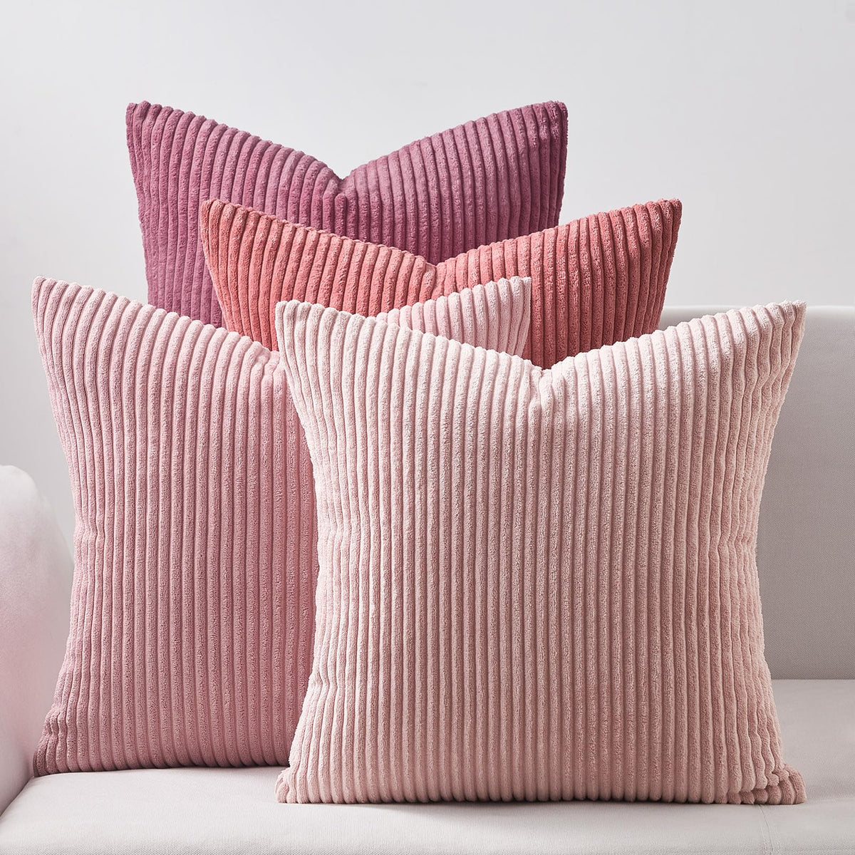 Topfinel Set of 4 Gradient Corduroy Pillow Covers