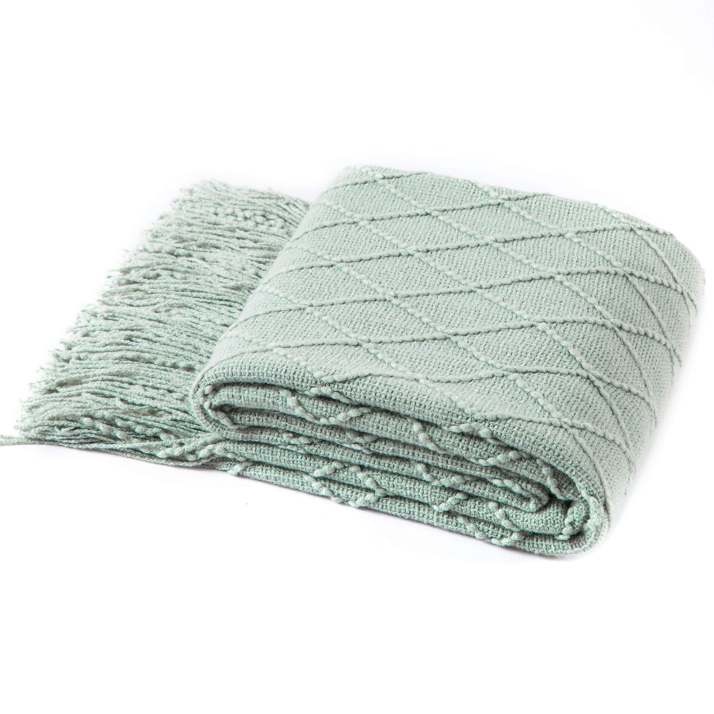 Homiest Decorative Knitted Throw Blanket with Fringe Soft & Cozy Tassel Blanket for Couch Sofa Bed