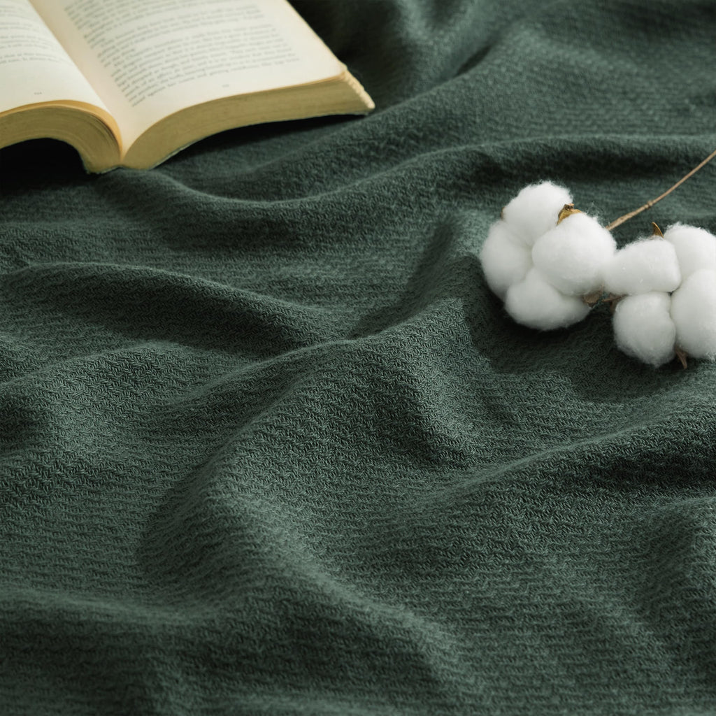 Bedsure 100% Cotton Blanket, Herringbone Weave