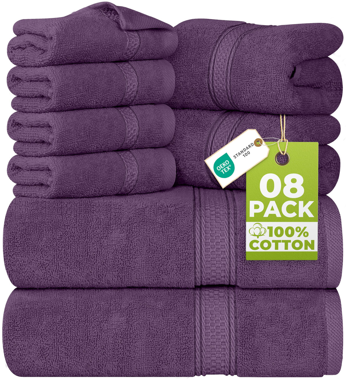 Utopia Towels 8-Piece 600 GSM Cotton Bathroom Towel Set