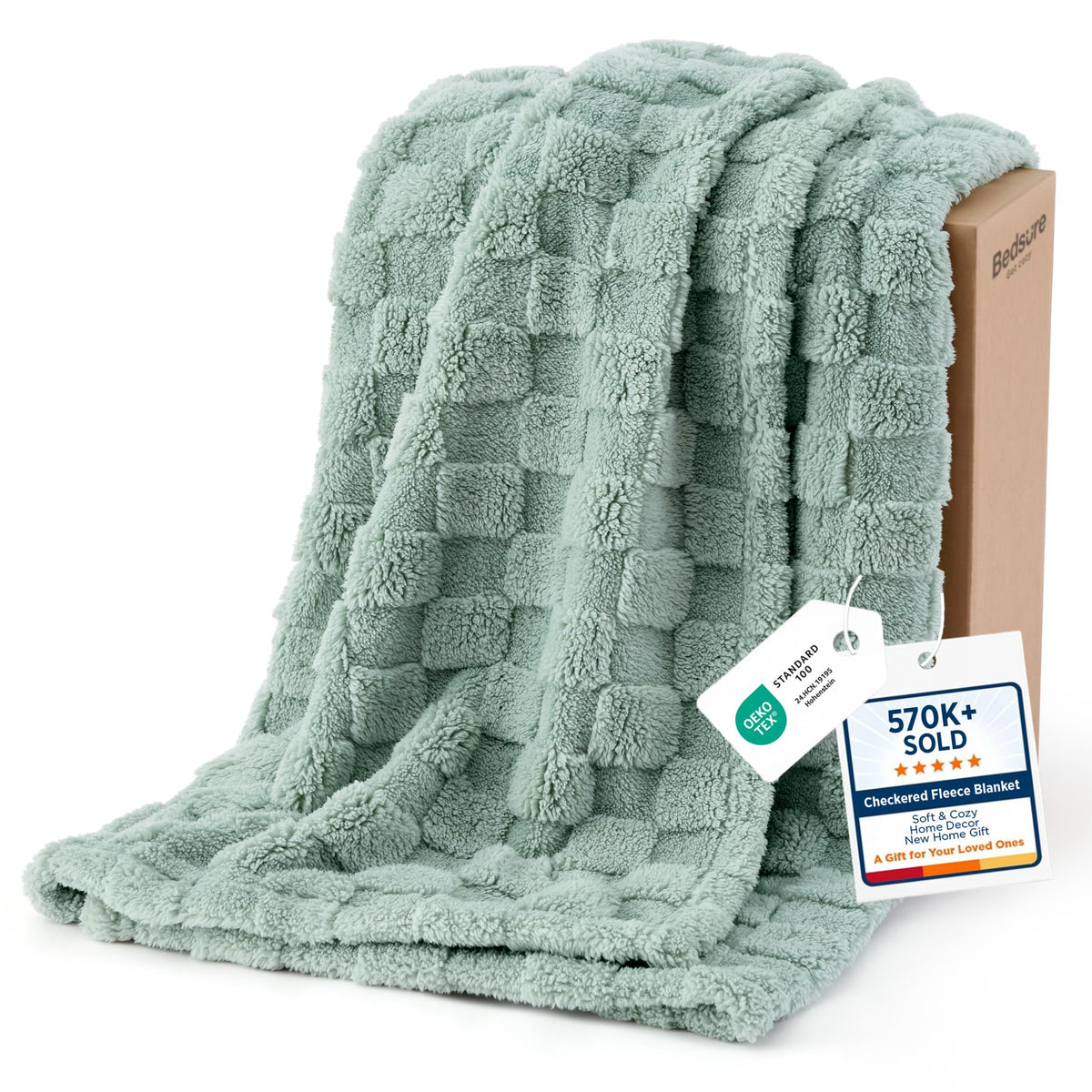 Bedsure GentleSoft Throw Blanket Checkered Fleece Blankets
